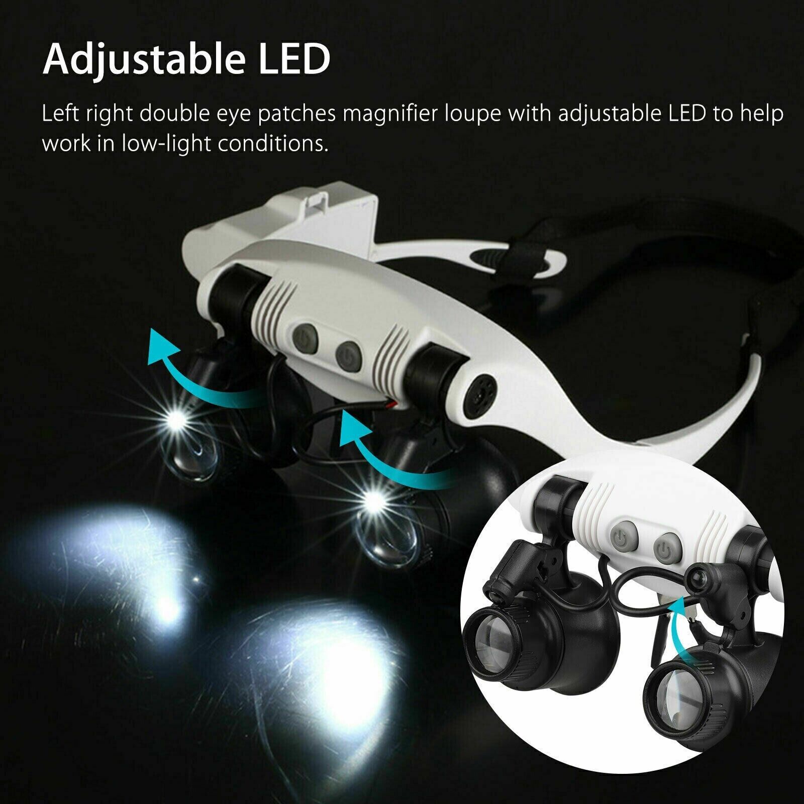 Adjustable LED Magnifying Headset with Interchangeable Lenses