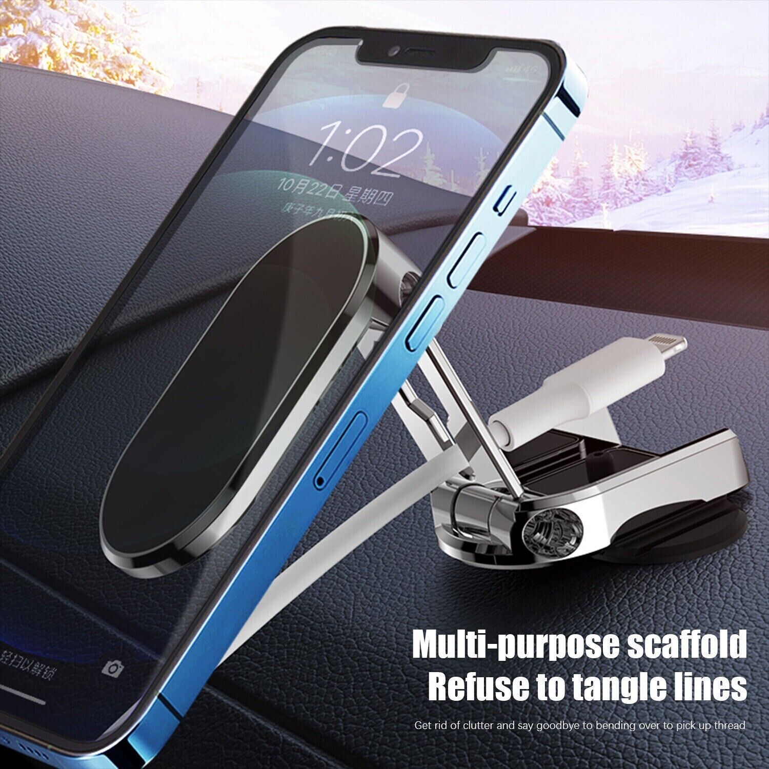 Compact Magnetic Car Phone Mount with 720° Rotation