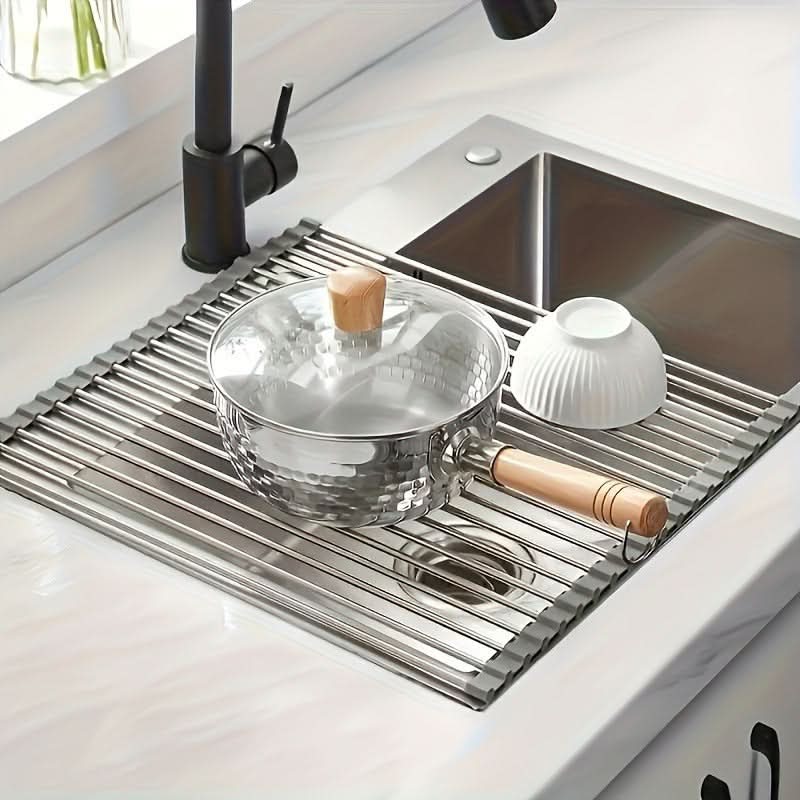 Space-Saving Stainless Steel Dish Drying Rack