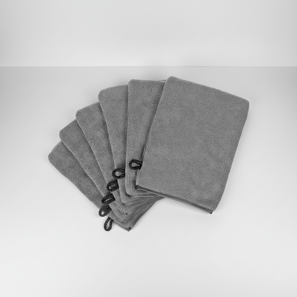 Set of 6 Wash Mitts in Aqua Color