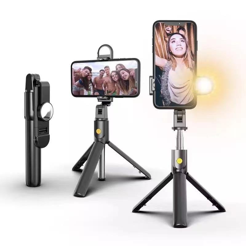 Versatile 6-in-1 Bluetooth Selfie Stick with Adjustable Light