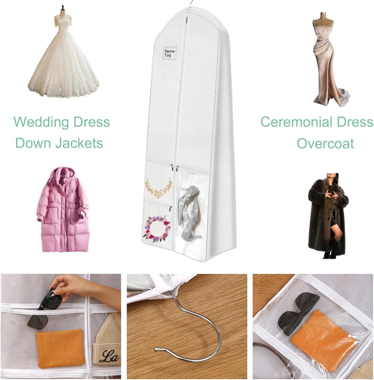Wedding Dress Storage Set - Dustproof Cover for Full-Length Gowns (2 Pack)
