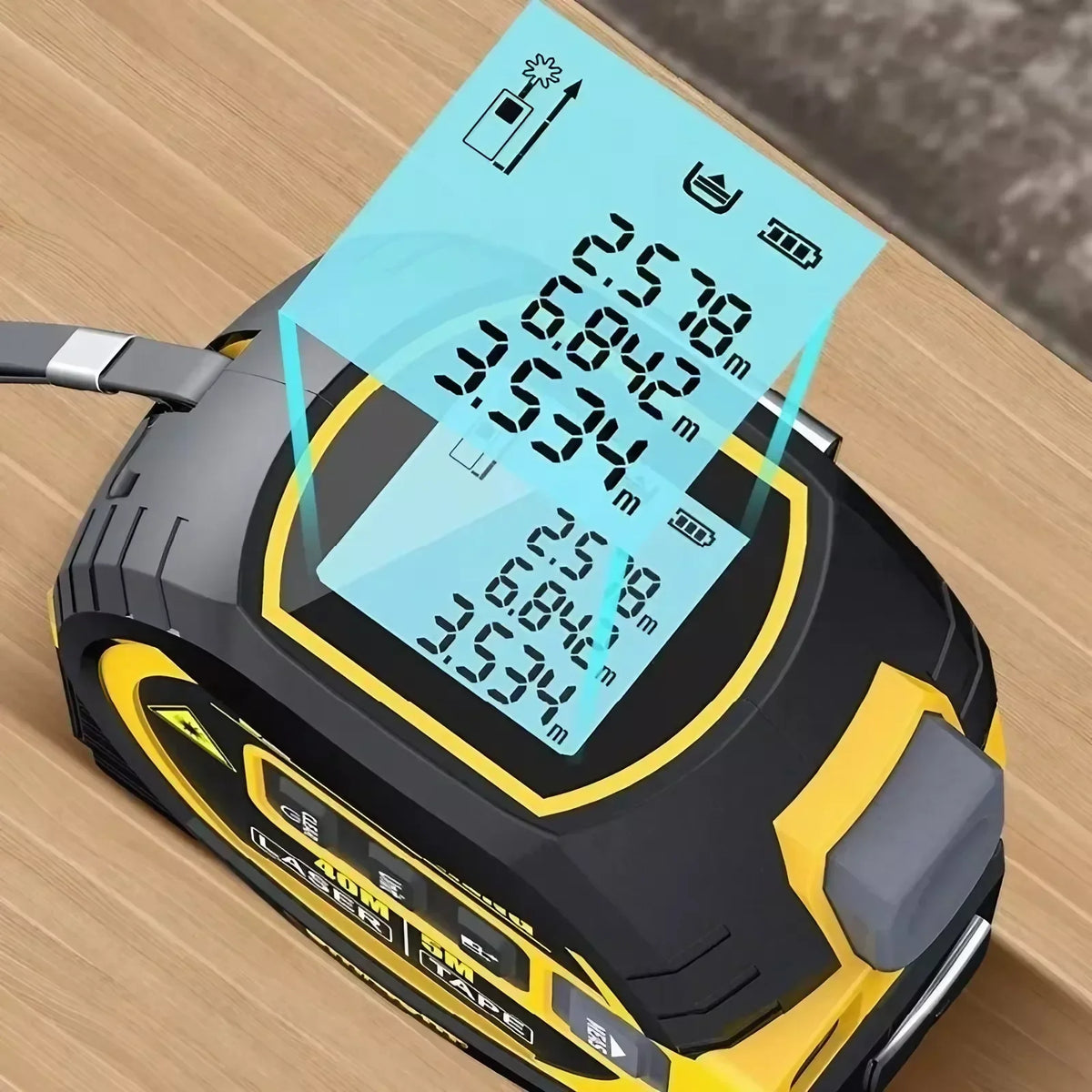 Versatile 3-in-1 Laser Distance Measurer with Steel Tape