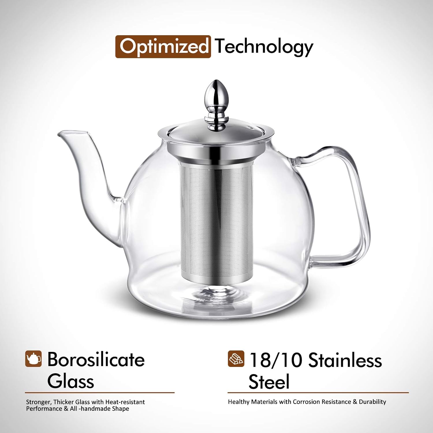 Elegant 1000ml Glass Teapot with Detachable Infuser