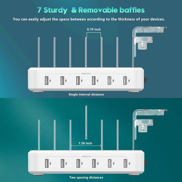 PowerHub 6-Port USB Charging Dock – 60W Multi-Device Organizer