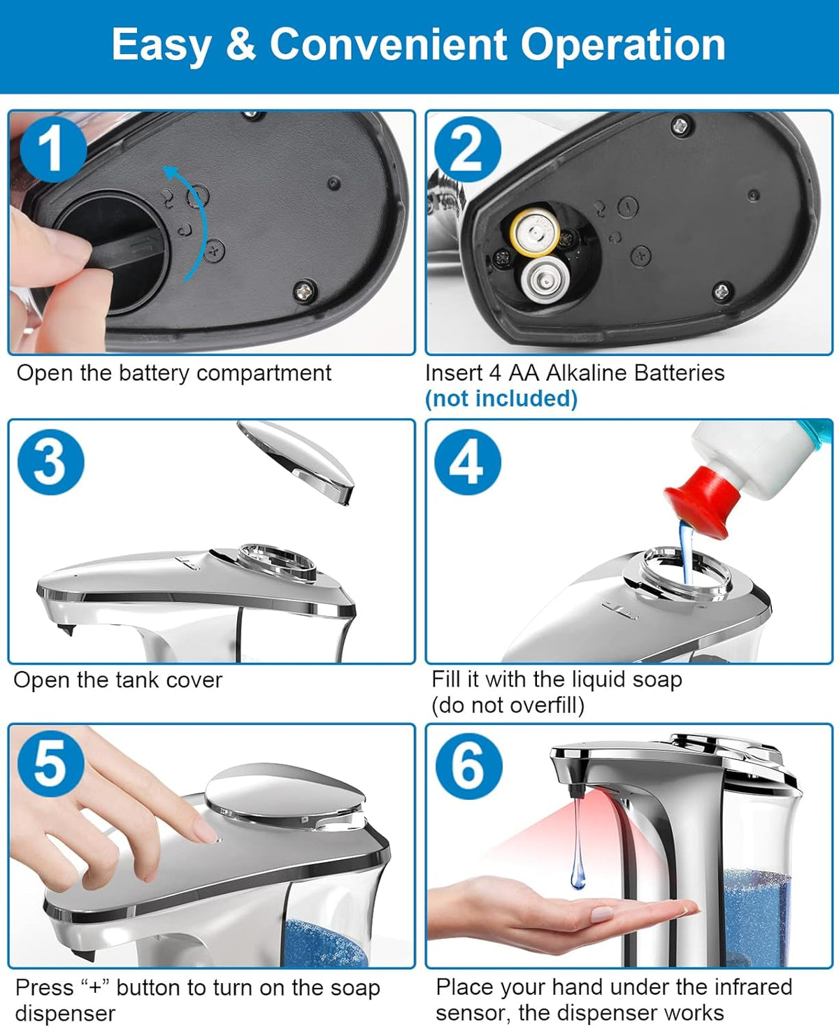 Touch-Free Liquid Soap Dispenser for Kitchen & Bathroom