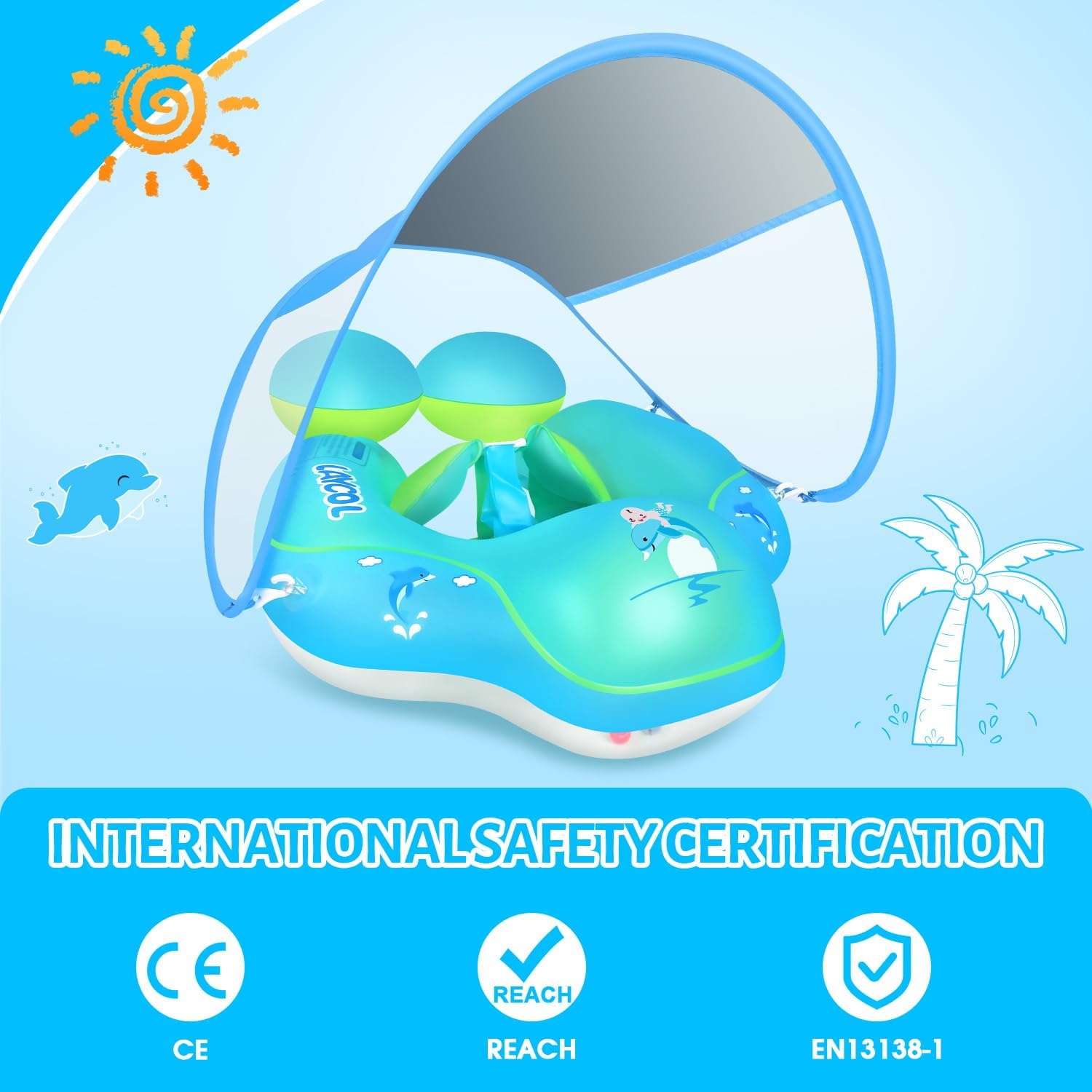 Safe & Comfortable Baby Water Float with Sunshade