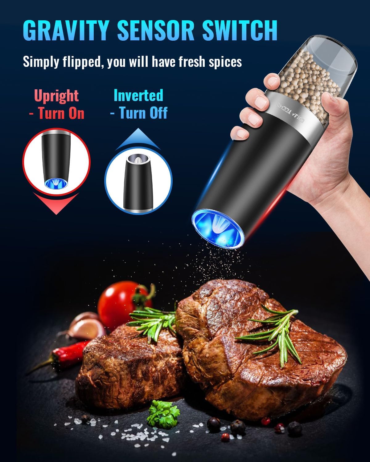 One-Handed Electric Spice Mill for Effortless Seasoning