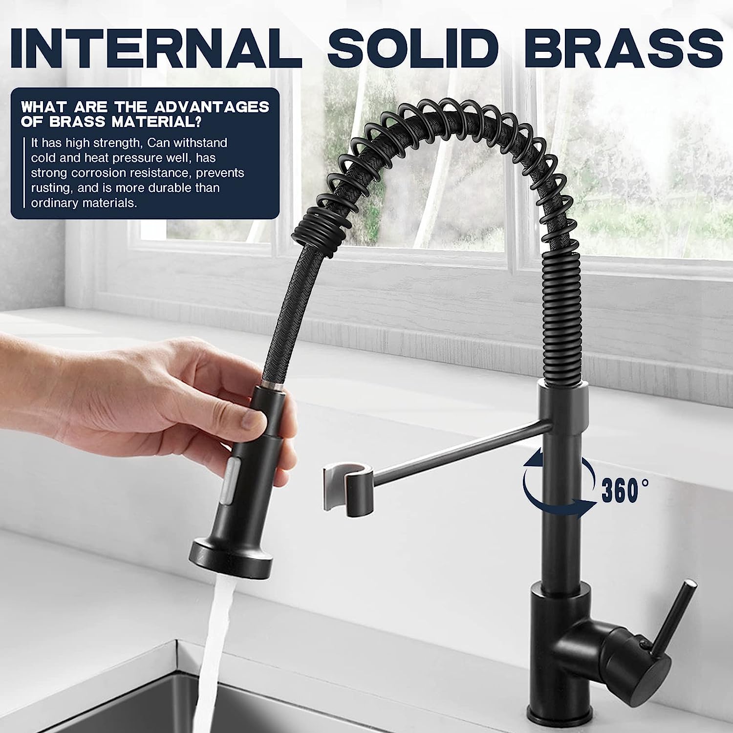 Versatile Kitchen Faucet with Flexible Pull-Down Sprayer