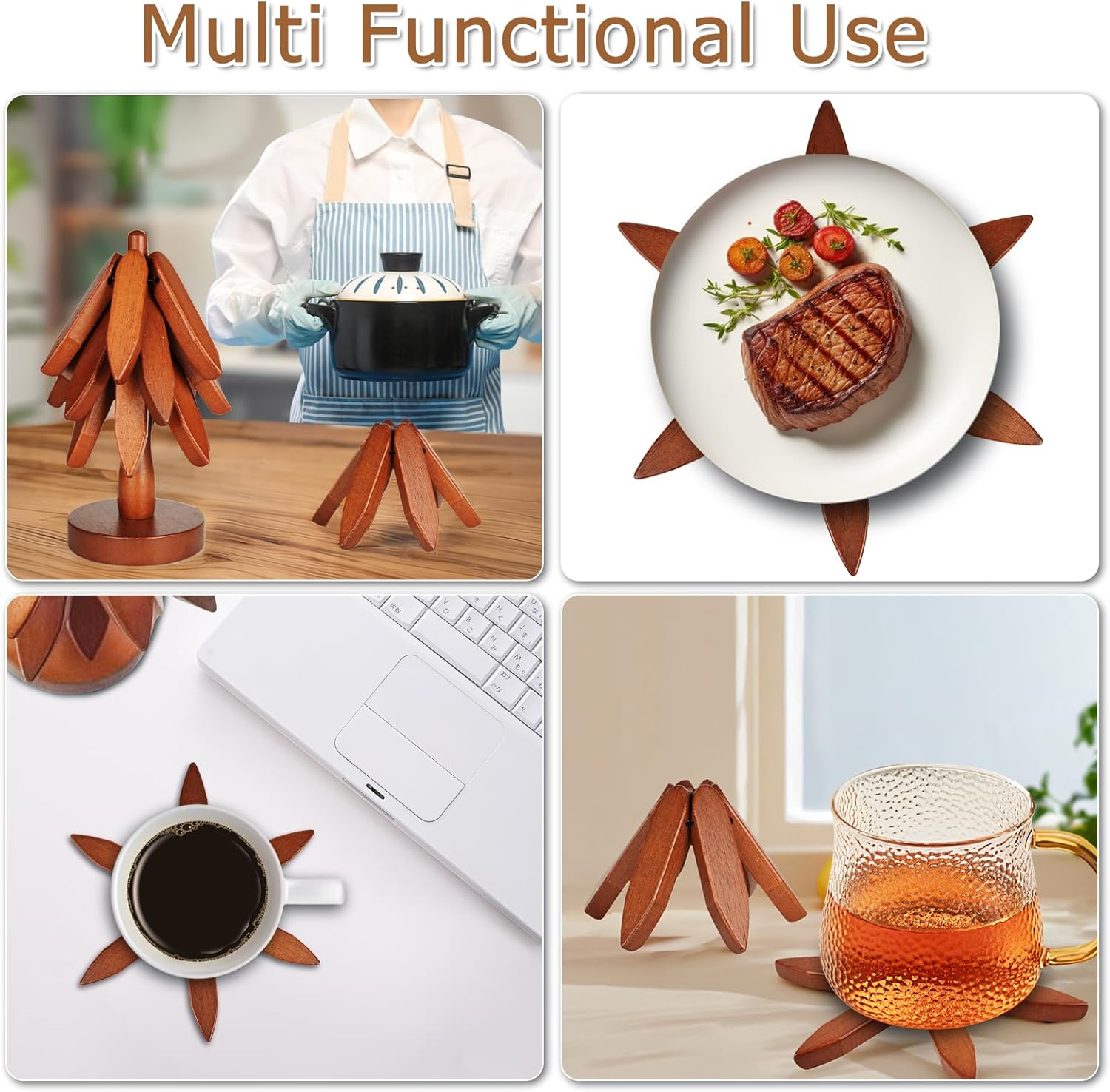 Artistic Wooden Heat Protectors for Serving Dishes