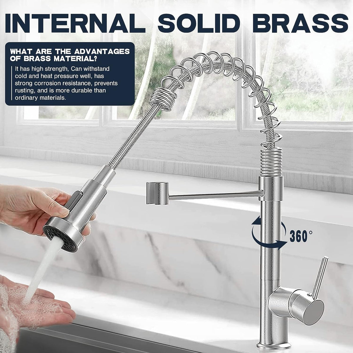 Versatile Kitchen Faucet with Flexible Pull-Down Sprayer