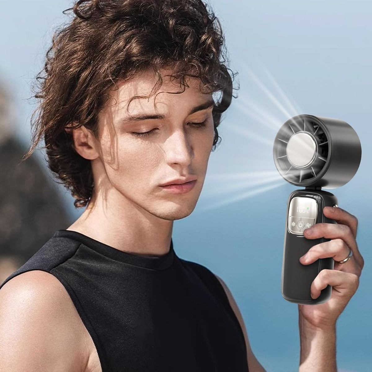 Handheld Fan with LED Screen – Portable and Foldable, 100 Speeds