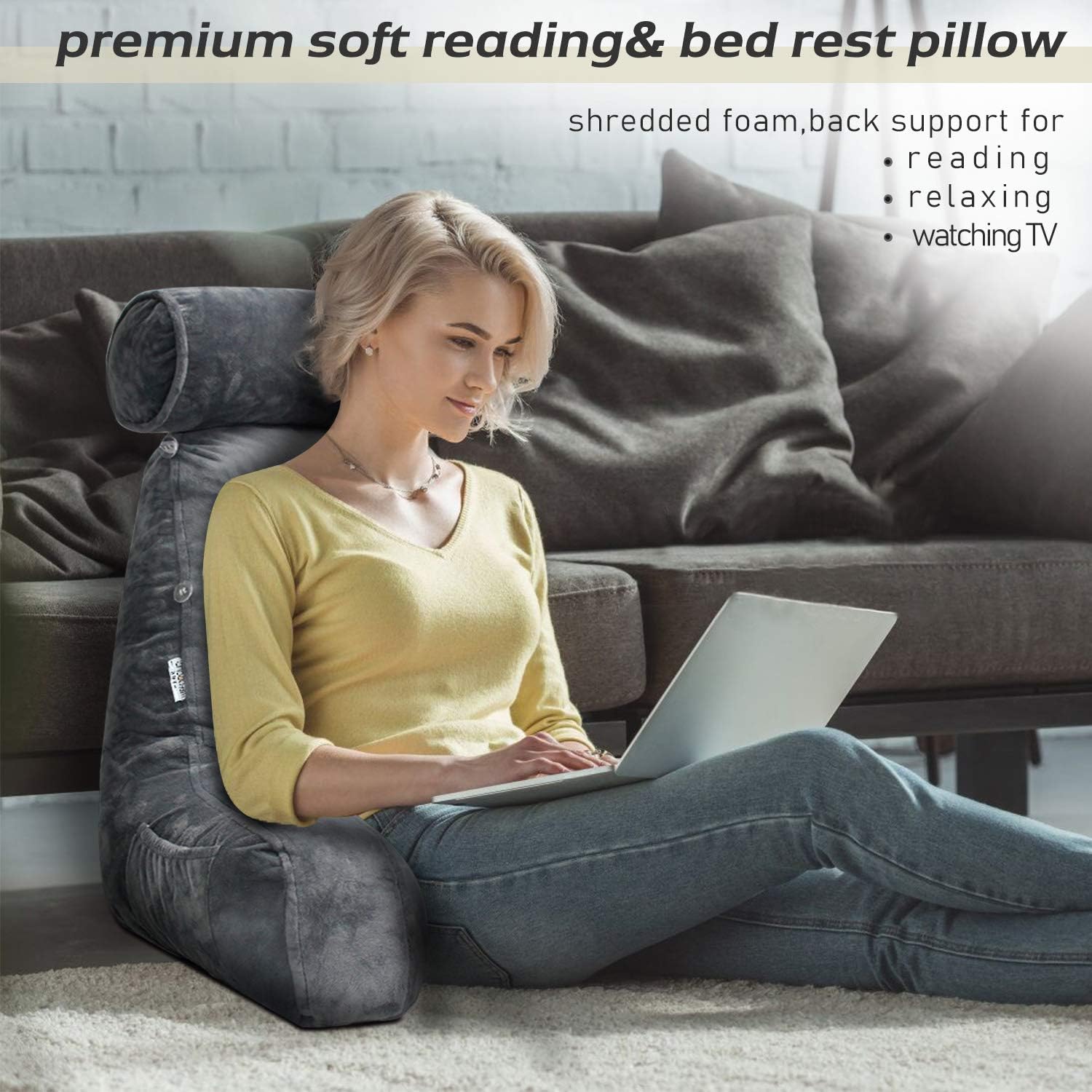 Comfort-Enhanced Reading Pillow with Supportive Arms