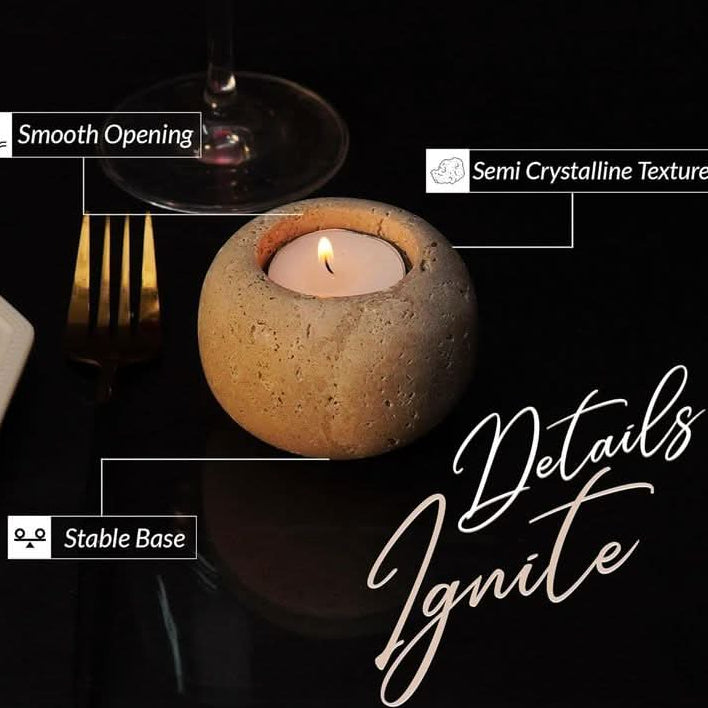 Natural Stone Candle Holders - Set of 2