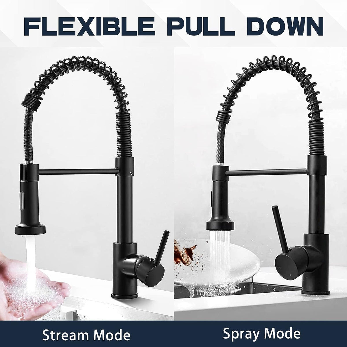 Versatile Kitchen Faucet with Flexible Pull-Down Sprayer
