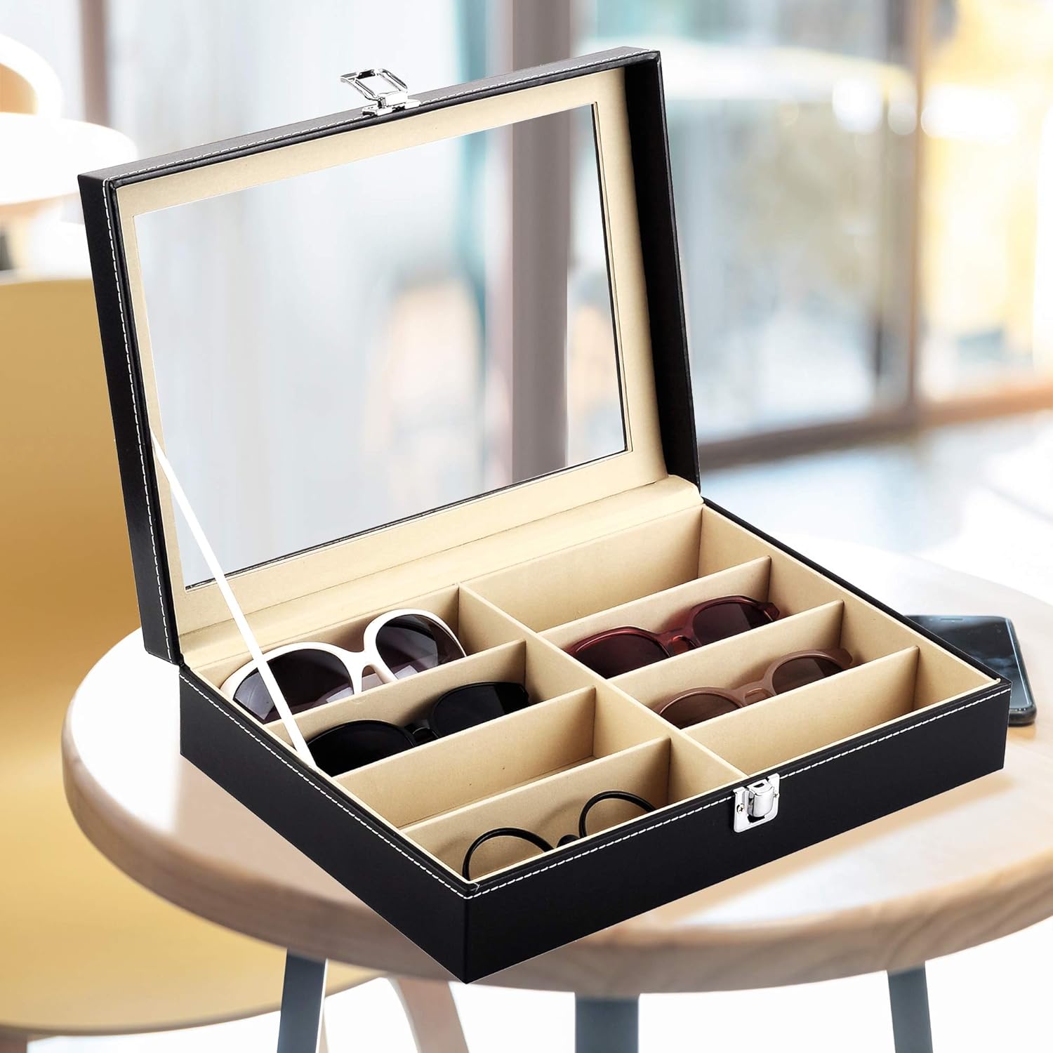 Elegant 8-Slot Sunglass Storage Case