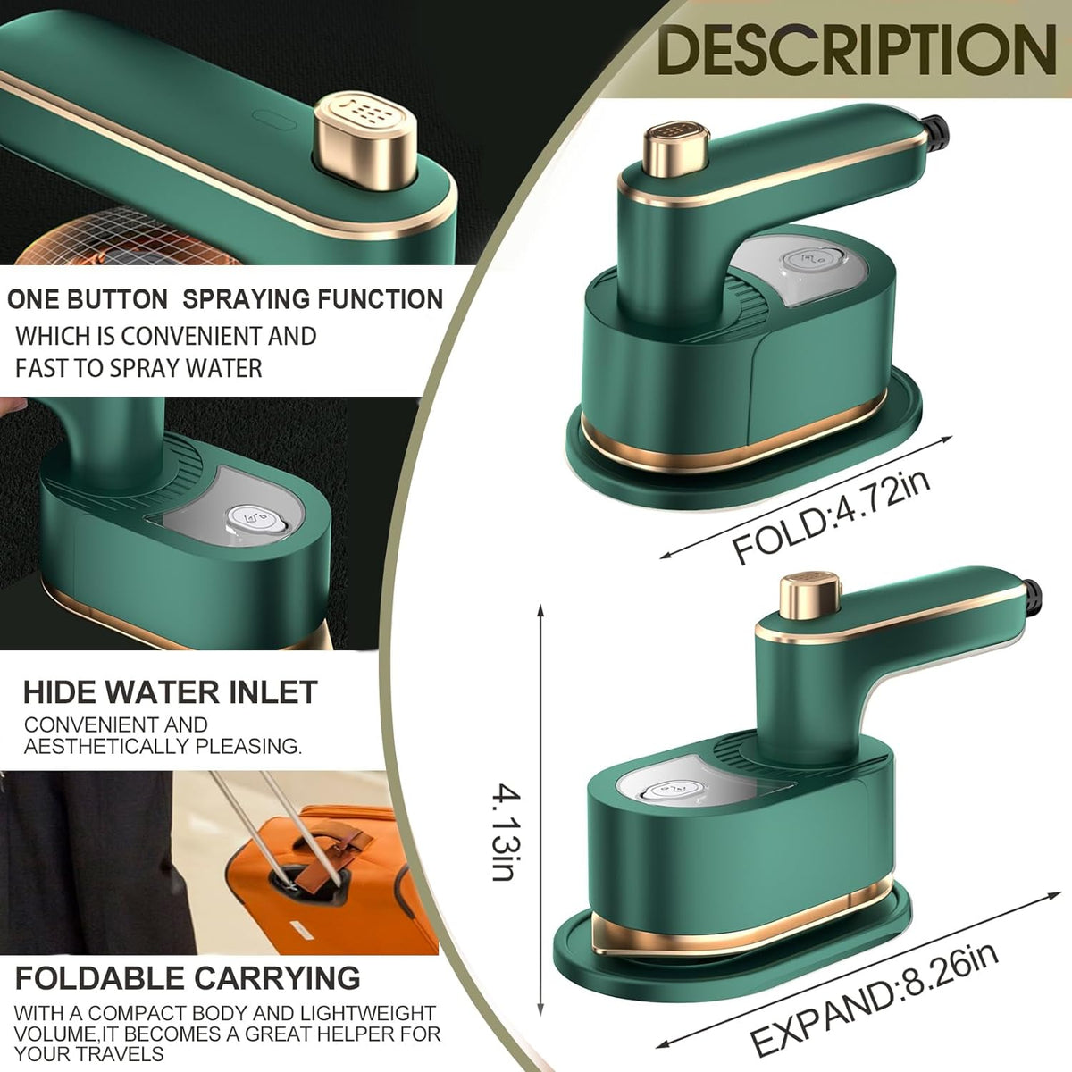Portable Steam Iron for Effortless Travel Touch-Ups
