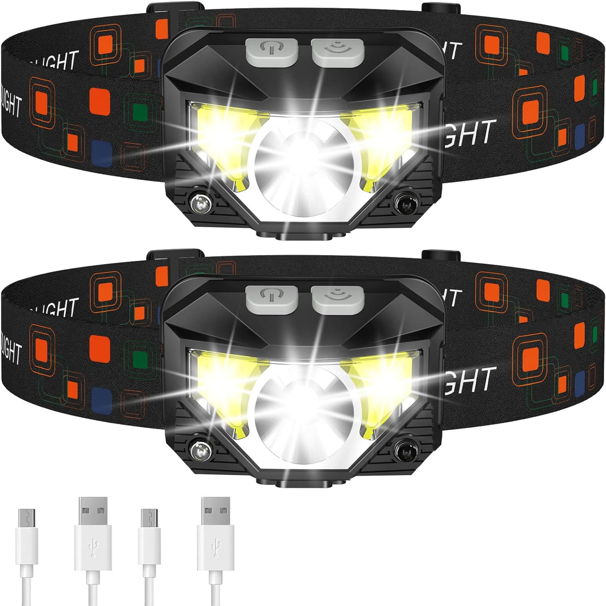 Dual Pack Rechargeable LED Headlamps with Motion Control