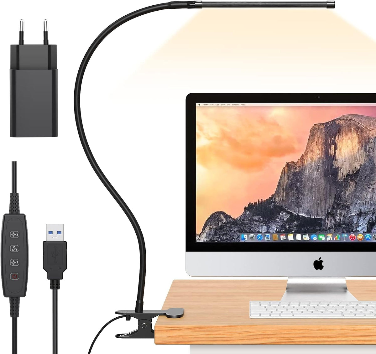 Flexible Gooseneck Desk Lamp with 77 LEDs and USB Power