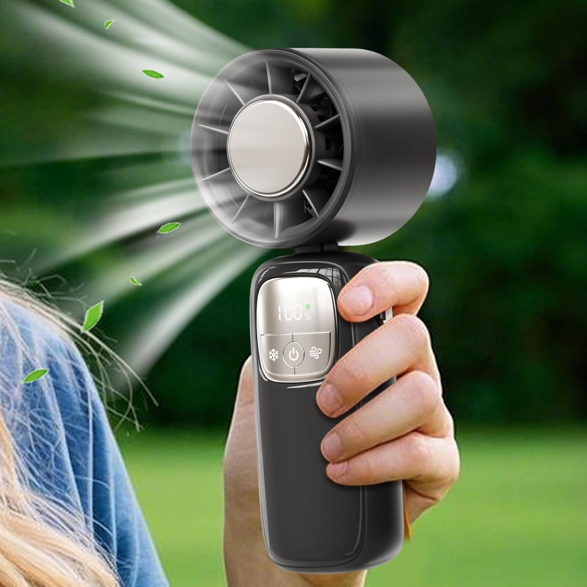 Handheld Fan with LED Screen – Portable and Foldable, 100 Speeds