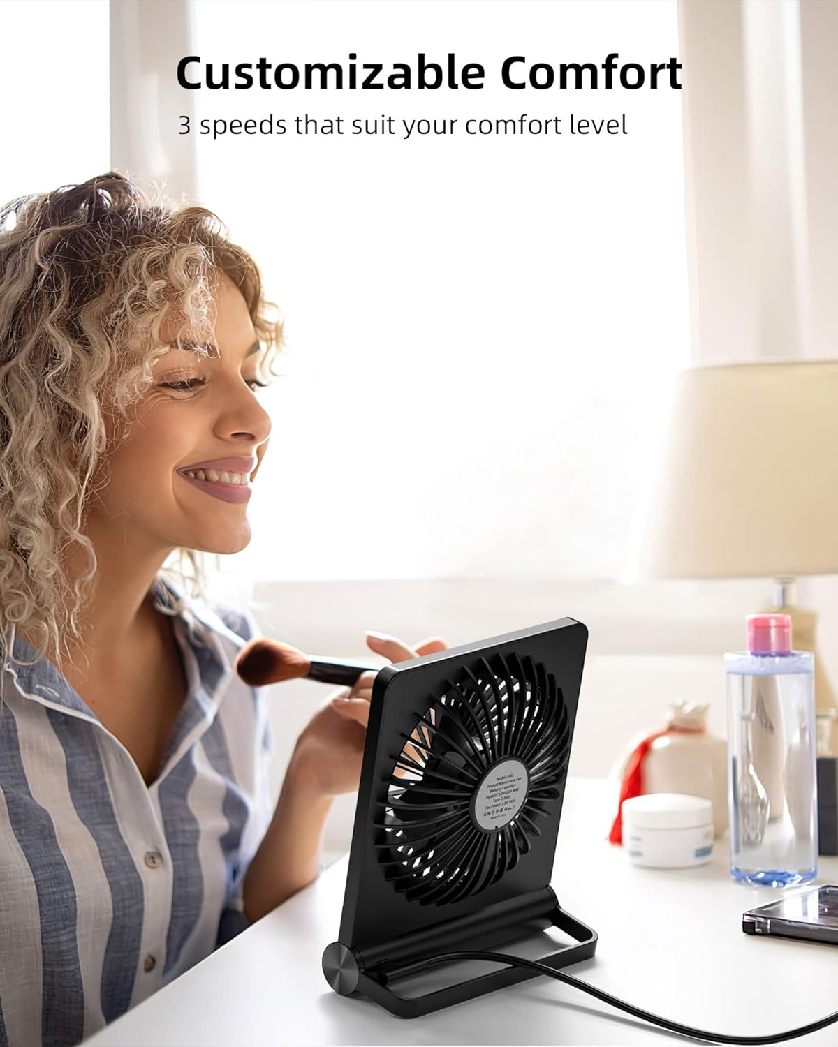 Whisper Breeze Compact Desk Fan