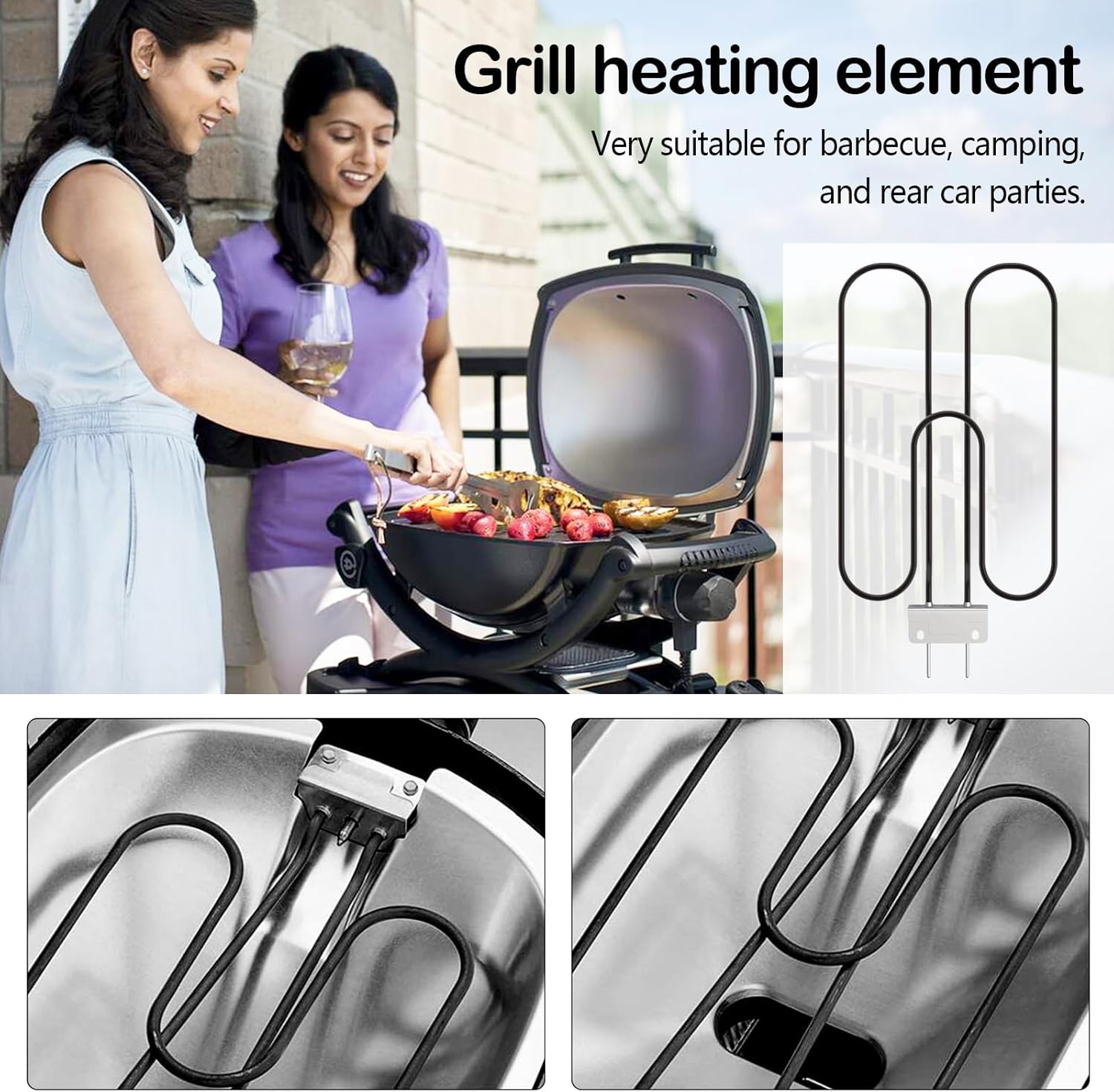 2200W Outdoor Electric BBQ Heating Coil in Stainless Steel