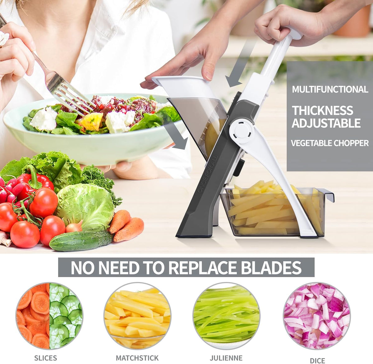 Effortless Vegetable Slicer with Adjustable Blades