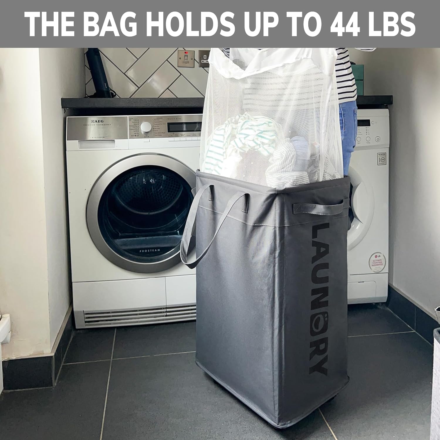 75L Versatile Rolling Laundry Bin for Effortless Transport