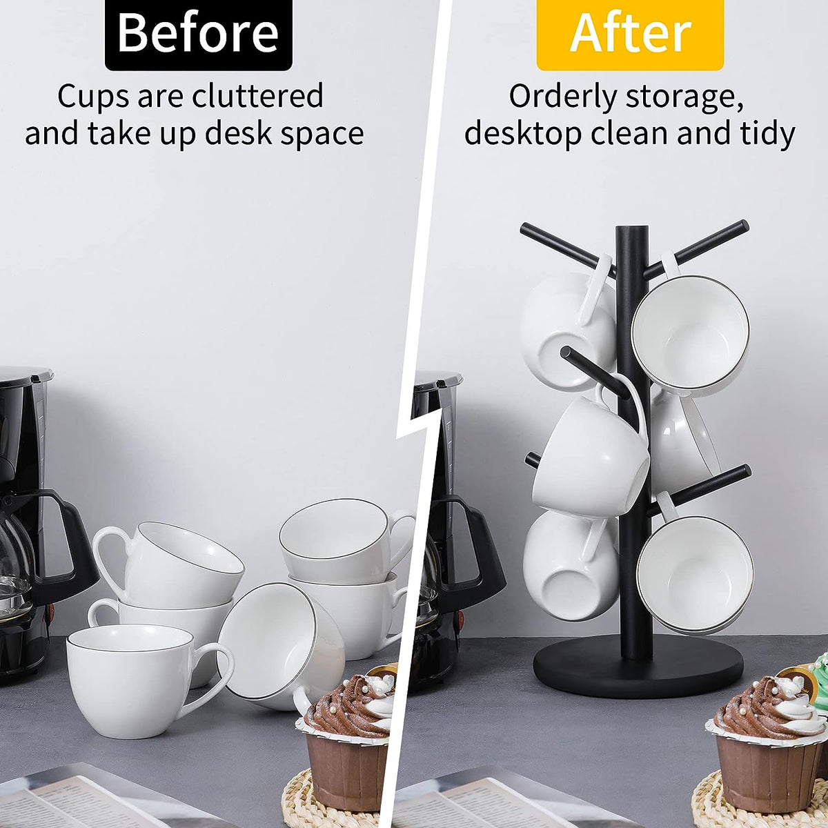 Elegant Wooden Mug Organizer Stand