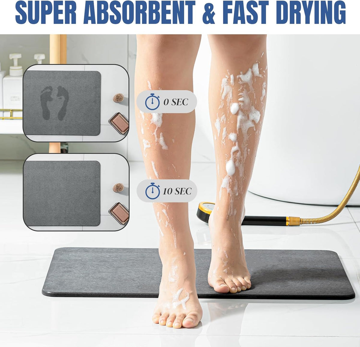 Diatomite Quick-Dry Bath Mat for Safety and Style