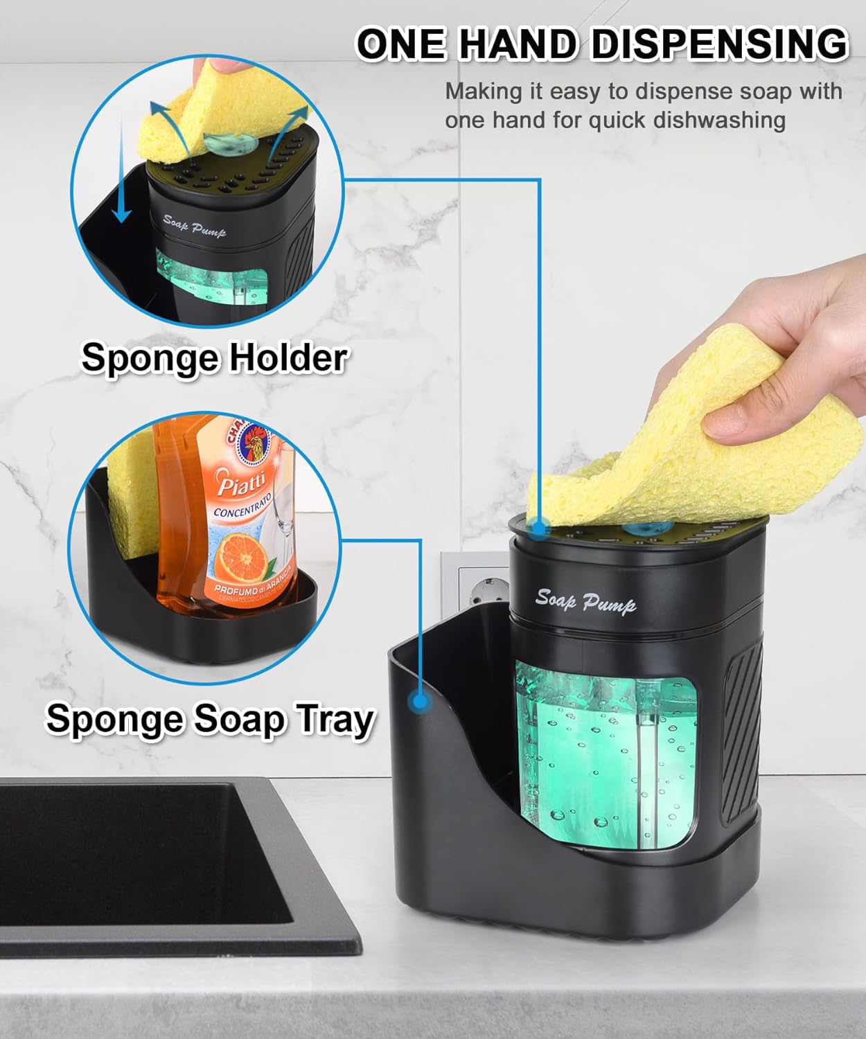 Effortless Soap Dispenser with Sponge Holder