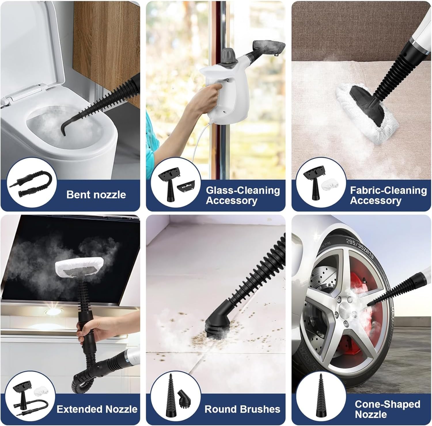 Handheld Steam Cleaner with High Pressure and 9 Accessories Set