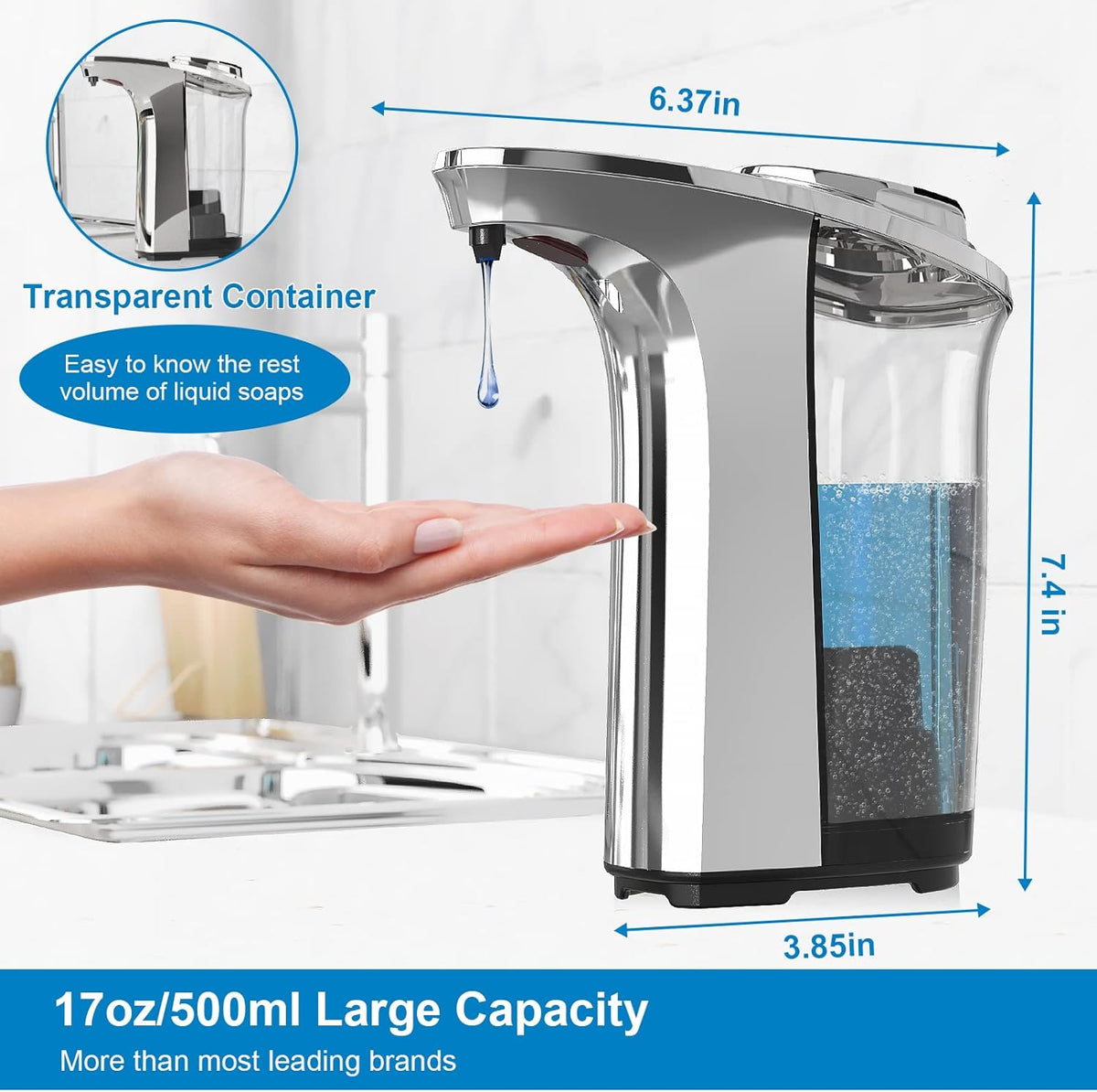 Touch-Free Liquid Soap Dispenser for Kitchen & Bathroom