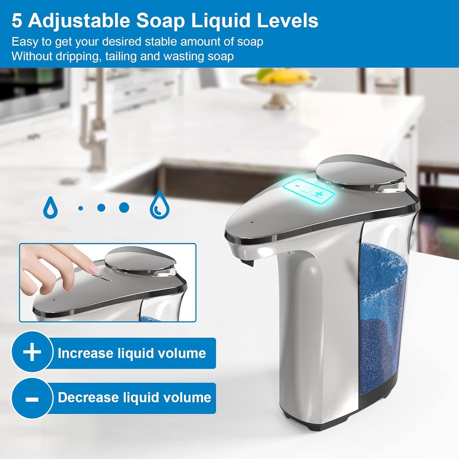 Touch-Free Liquid Soap Dispenser for Kitchen & Bathroom