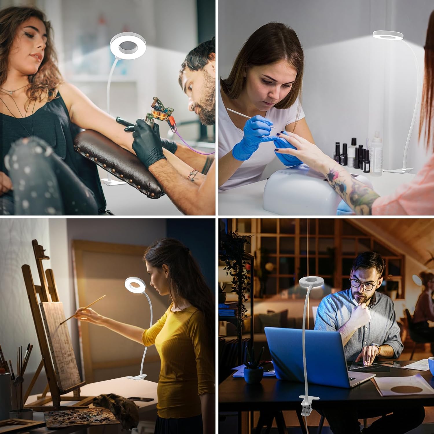 Flexible Gooseneck Desk Lamp with 3 Color Modes – Clip-On Design