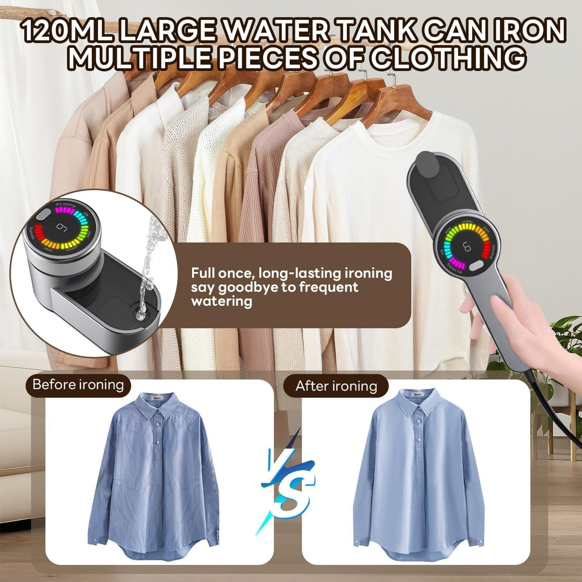 1200W Portable Steam Iron for Travel with 6 Settings and AU Plug
