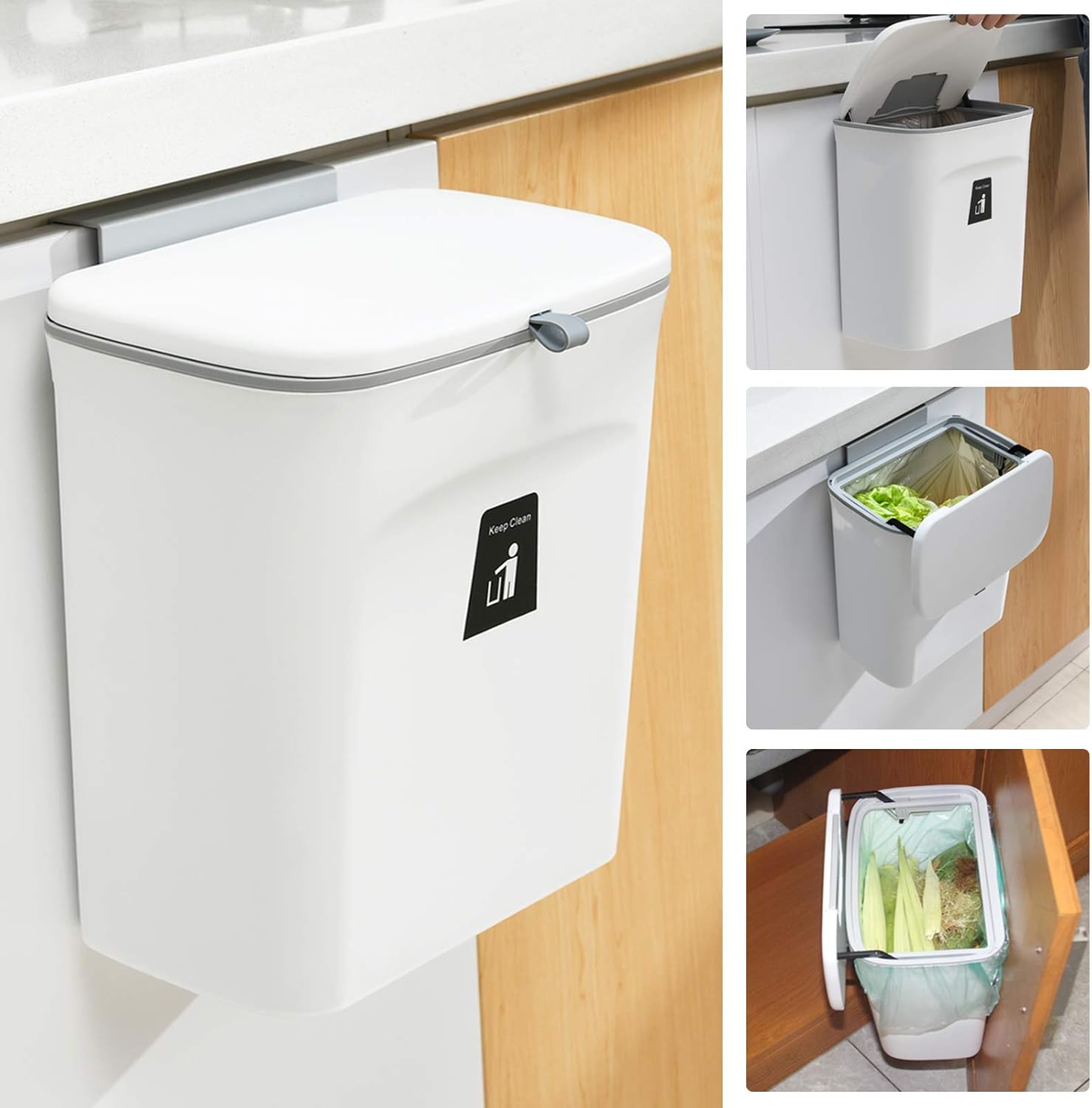 2.4-Gallon Food Waste Bin for Kitchen Counter or Sink Area