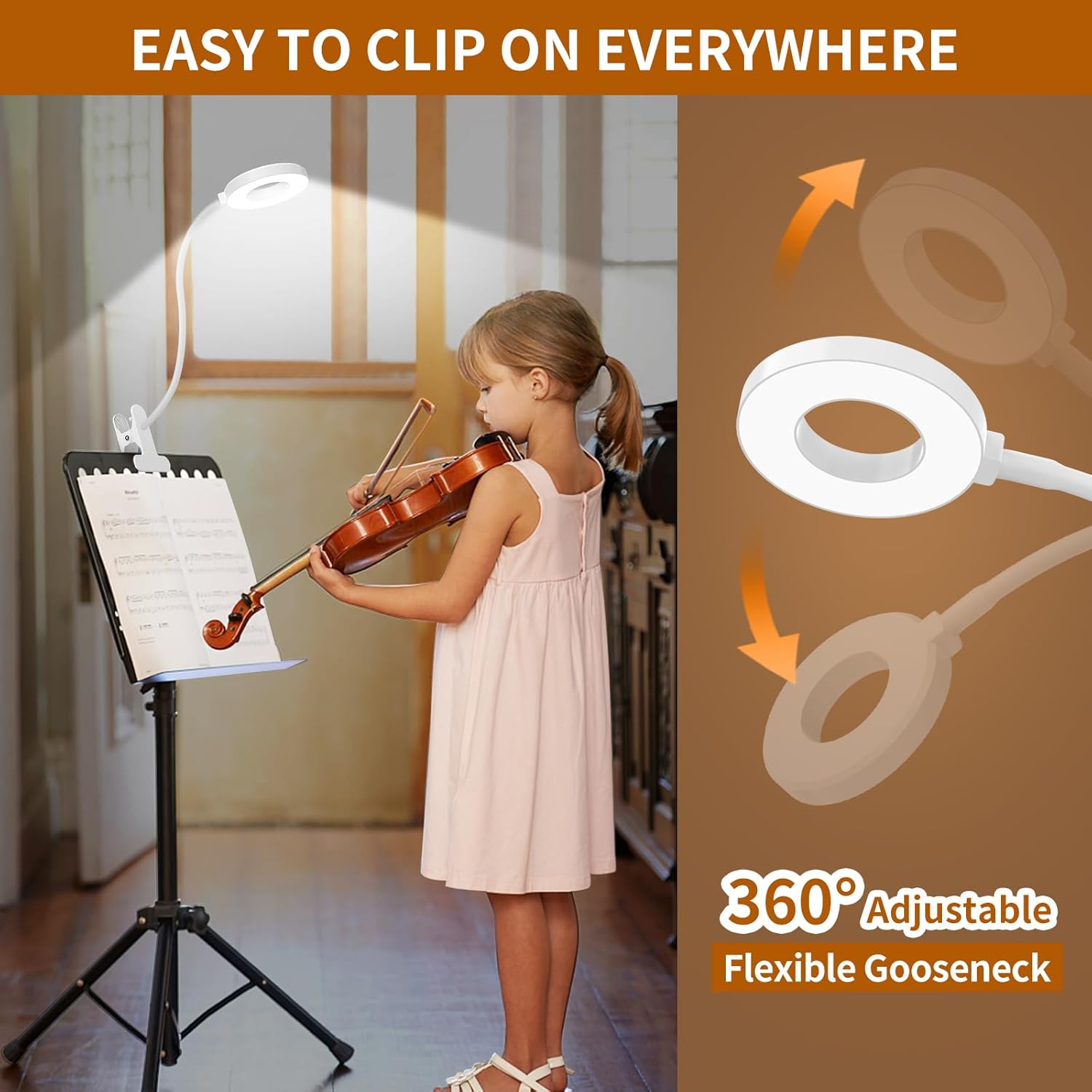 Flexible Gooseneck Desk Lamp with 3 Color Modes – Clip-On Design