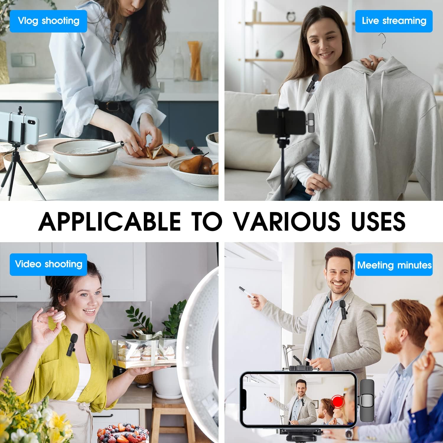 Dual Wireless Microphone Set for iPhone and iPad