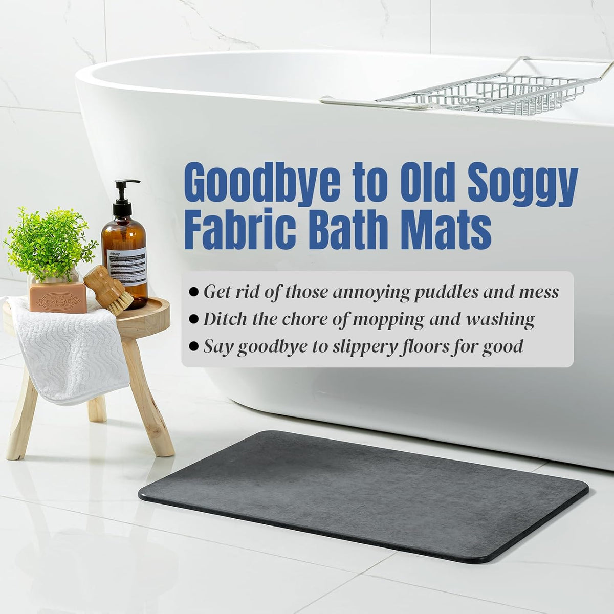 Diatomite Quick-Dry Bath Mat for Safety and Style
