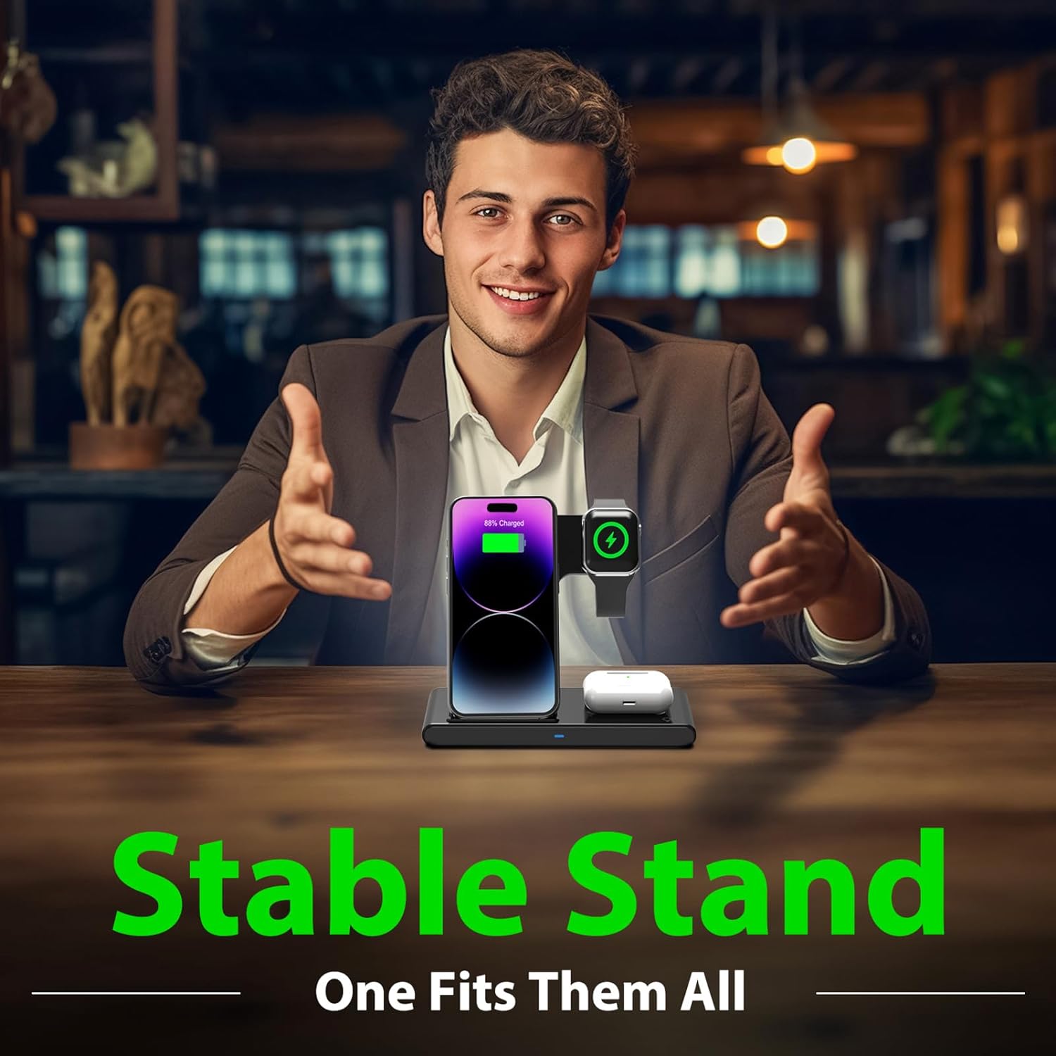 All-in-One Wireless Charging Station for iPhone, Watch & AirPods