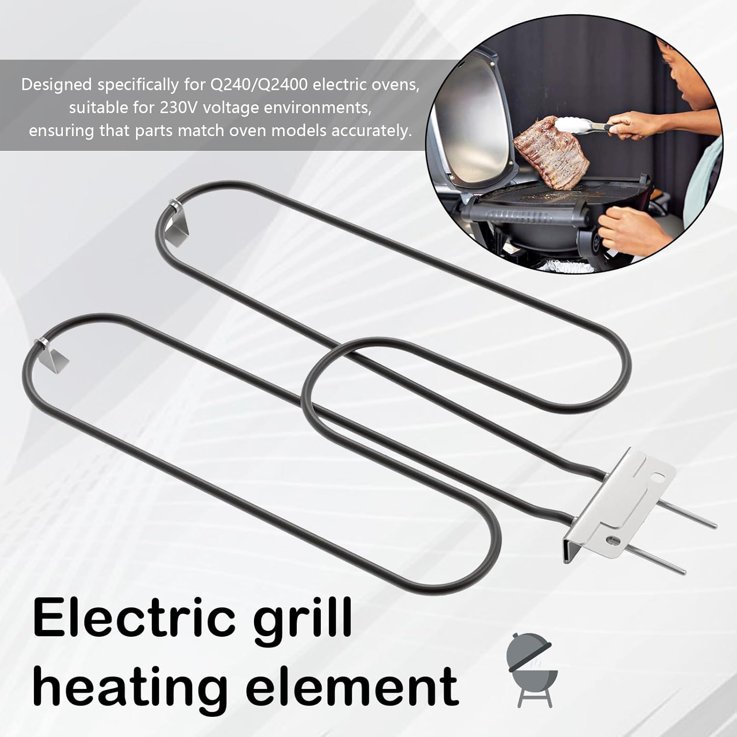 2200W Outdoor Electric BBQ Heating Coil in Stainless Steel