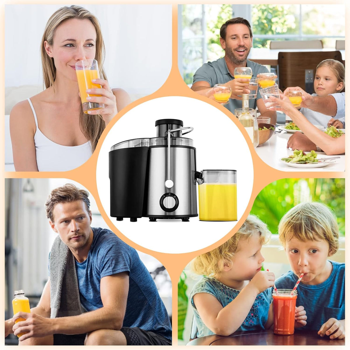 3-Speed Cold Press Juicer for Fresh Juice Extraction