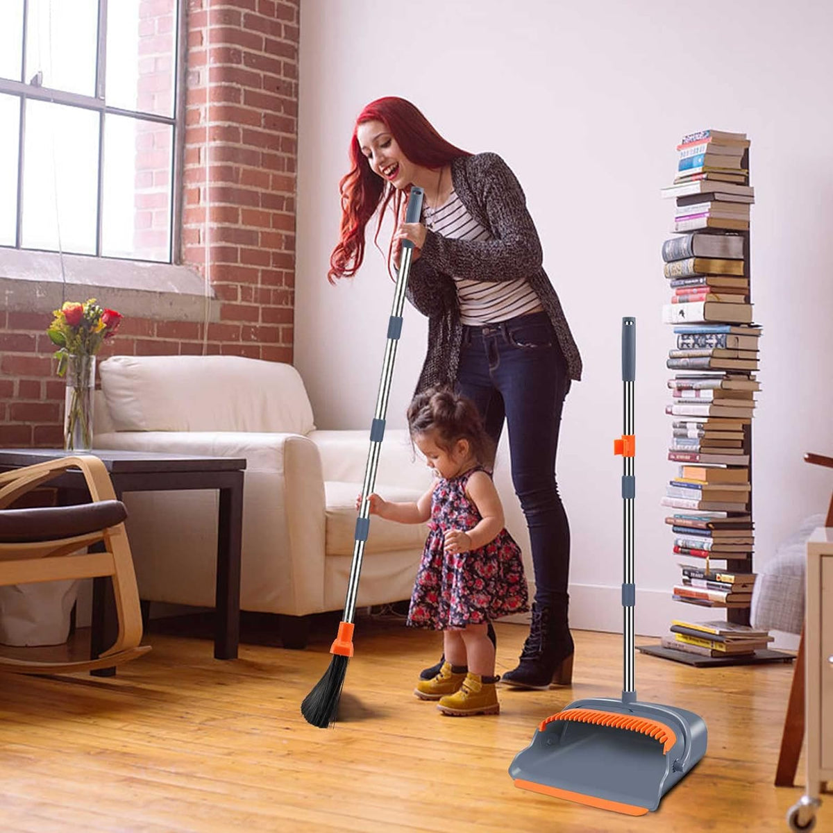 Effortless Self-Cleaning Broom and Dustpan Combination