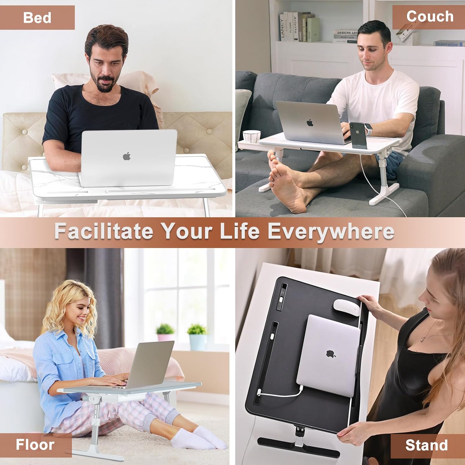 Versatile Bedside Laptop Desk with Adjustable Height