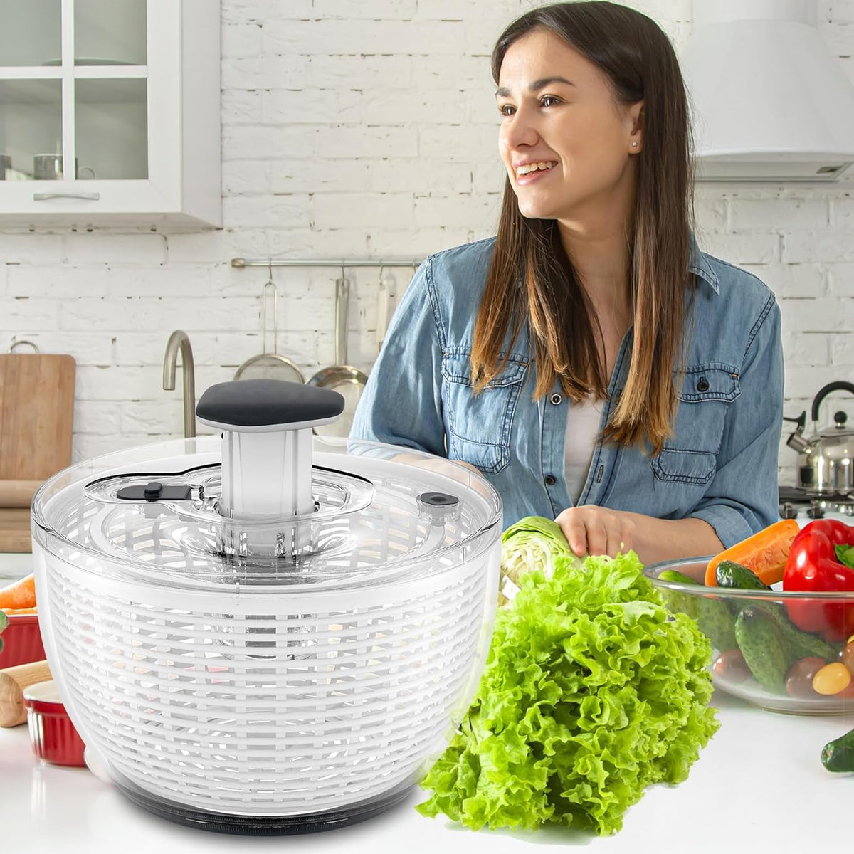 Effortless One-Handed Salad Spinner for Quick Greens