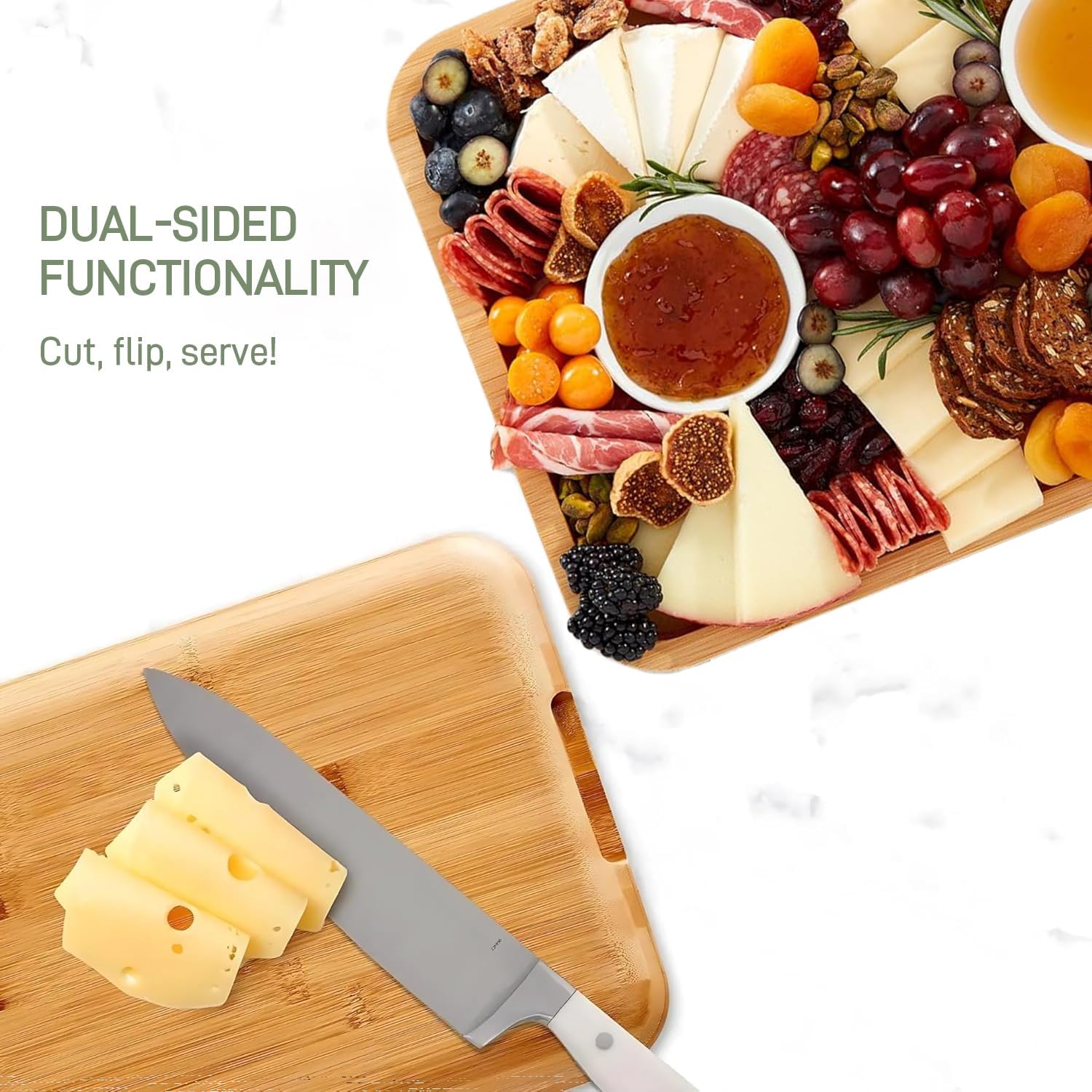 Lockable Clear Lid Bamboo Serving Tray for Charcuterie