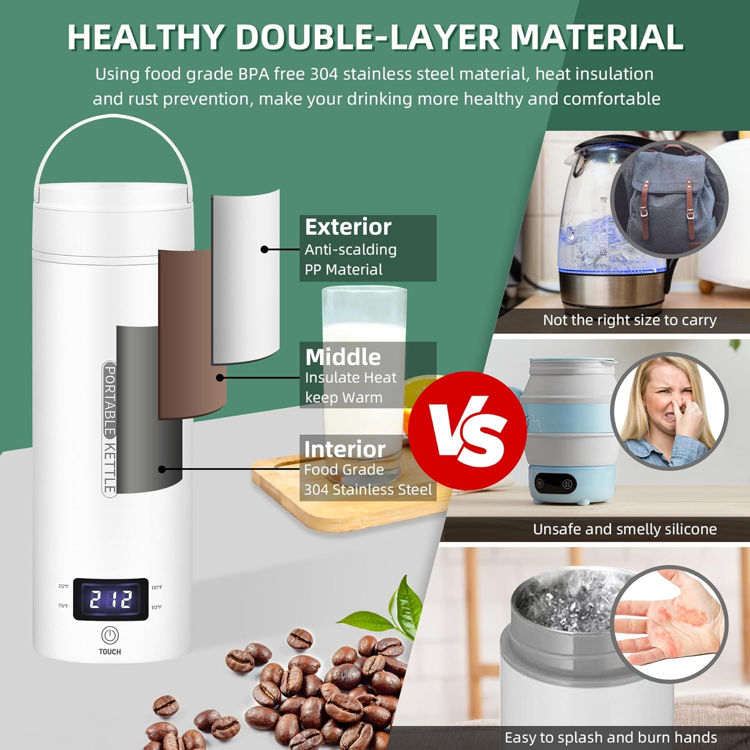 Compact Electric Travel Kettle for On-the-Go Brewing