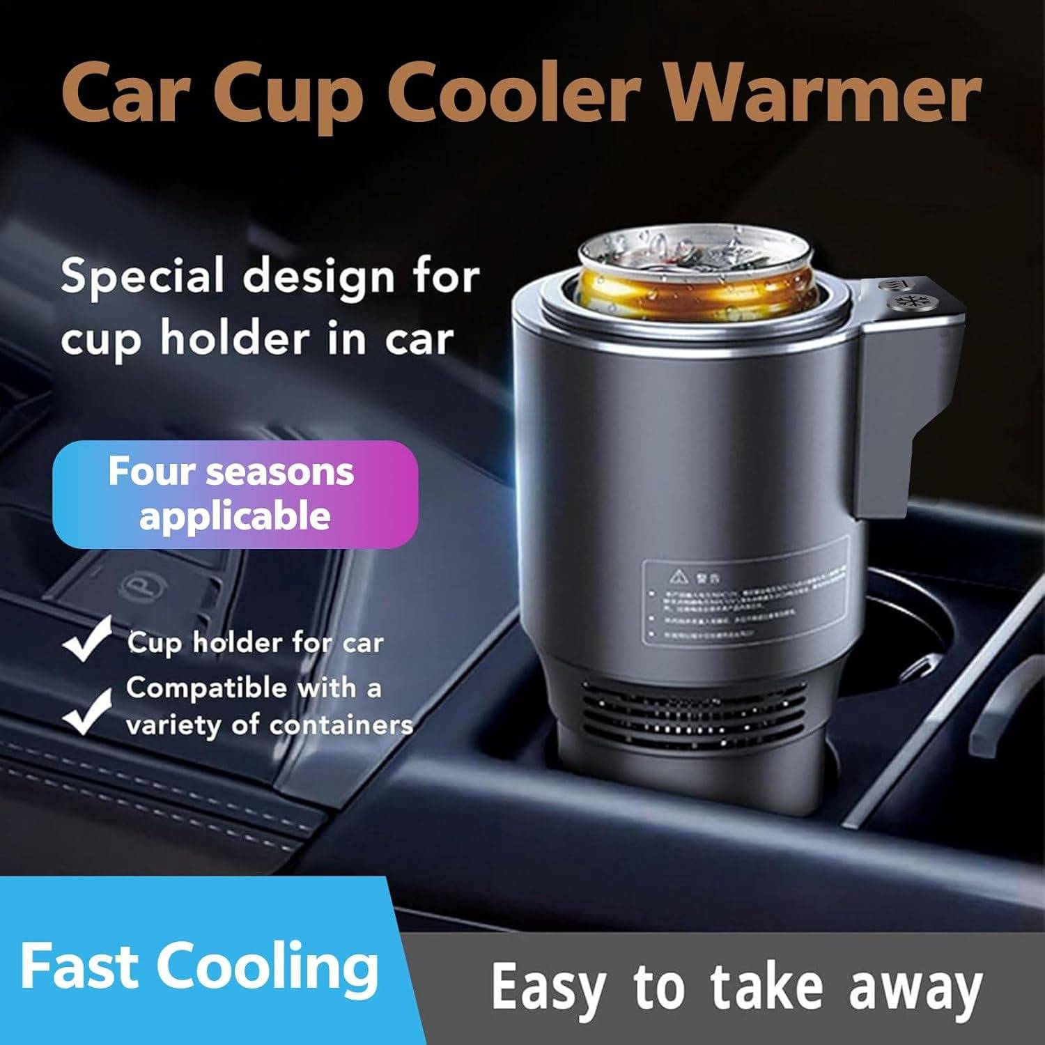 Dual-Temp Car Beverage Holder for Hot and Cold Drinks