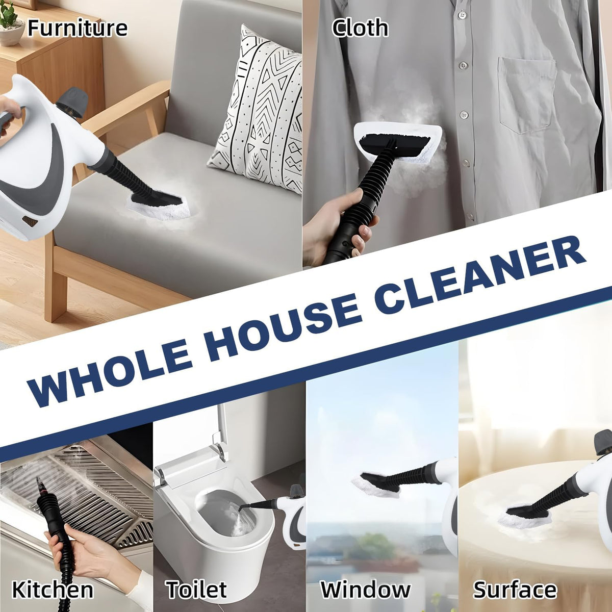 Handheld Steam Cleaner with High Pressure and 9 Accessories Set